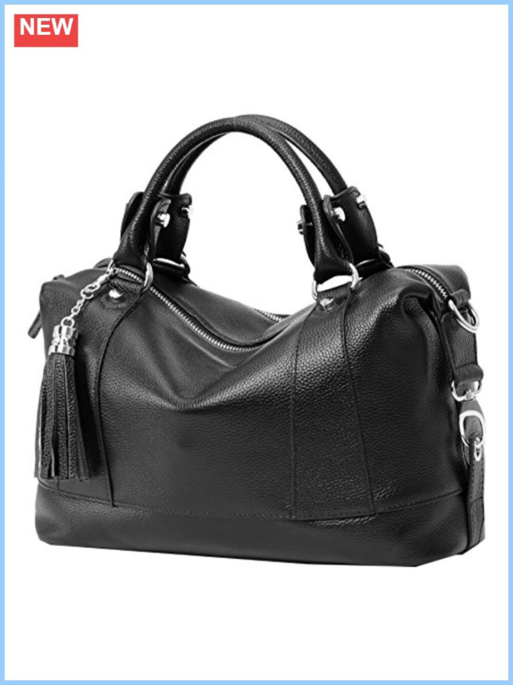 Genuine Leather Satchel Tote Shoulder Handbag with Adjustable Strap